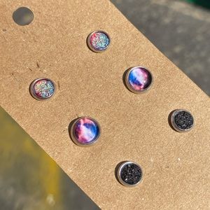 New Faux Druzy Stud Earrings Set